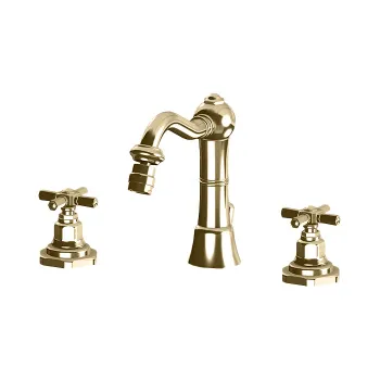 Смеситель для биде Gattoni Trd на 3 отверстия, ручки Paris, высота излива 105, с донным клапаном, золото 24к TR145/18D0