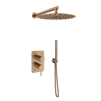 Смеситель для душа Ramonsoler Odisea встраиваемый на 2 выхода с тропическим и ручным душем joya медь K5915122CUC