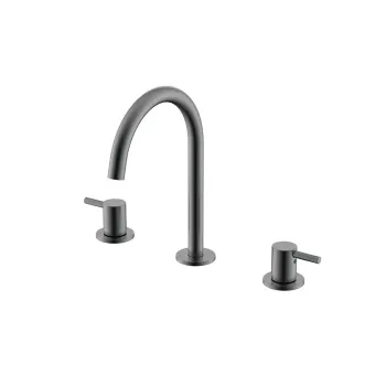 Смеситель для раковины NEMO Round на 3 отверстия с донным клапаном BRUSH GUN METAL NM-2315BGM