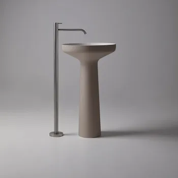 Раковина Antonio Lupi Ago 50х85, без отв., слив в пол, с сифоном, гибким шлангом и донным клапан, Flumood, внешний Havana, внутри белый А0002451491