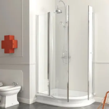 Душевая кабина Kerasan DX h187, полукруг, 2 дв распашн, для подд 1332 80x120 DX, проф.хром, стекло проз 9137T0cr