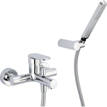 Смеситель для ванны Cisal Lineaviva настенный, с ручной лейкой,держателем и шлангом, хром LV00012021