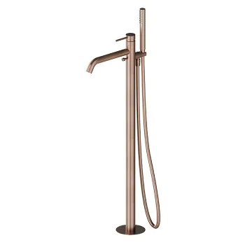 Смеситель для ванны напольный Newform X-steel 316 излив 243, в компл руч. душ, шланг, без встр. части, для 27819, PVD Brushed copper bronz 69684EX.59.067
