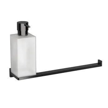 Дозатор для жидкого мыла с полотенцедержателем Colombo Look подвесной, PVD графит полированный/матовое стекло B1674.GL-VAN