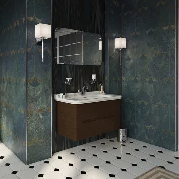 Тумба подвесная под раковину Kerasan Waldorf 100, с 2-мя ящиками, темный орех, noce 925546