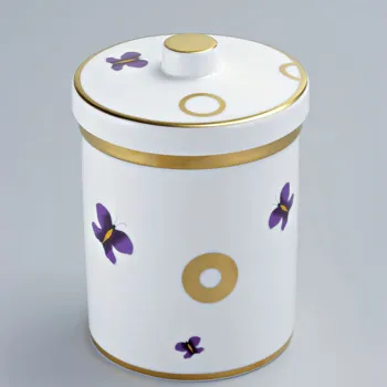 Банка керамическая с крышкой THG Capucine Mauve Decor Or A7D-A02-4611 белый