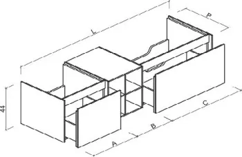 Тумба под раковину Brenta Fly 150 см подвесной дерево 3 ящика с полкой (FL170.150.80.49.W)