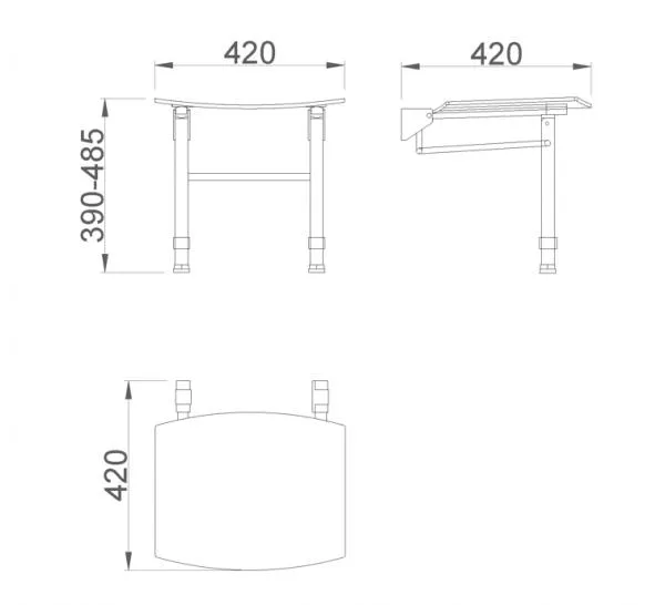 Сиденье для душа Nofer настенное с антибактериальным покрытием черное 15042.PIE.N