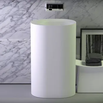 Раковина свободностоящая Knief Glow 55х40х90 без перелива, выход в пол, белый матовый 0600-063-01