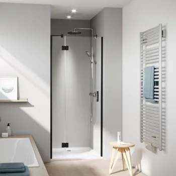 Дверь в нишу Kermi Liga c непод.сегментом LI SFL 900x2000, Schwarz Soft+прозрачное стекло с Kermiclean, LI SFL 09020 3PK