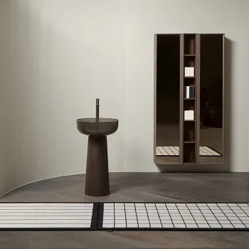 Пенал Antonio Lupi Bemade 175х36х21.6, подвесной, 2 дверцы, 5 полок, рама Zirconio, стекло Acidato bronzo, Rovere thermo А0002452325