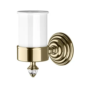 Стакан керамический белый для зубных щеток Devon&Devon Diamond держатель, светлое золото WHD503OTBI