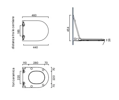 Сиденье для унитаза 46×35 Catalano SFERA с микролифтом тонкое Lino satinato 0551200030