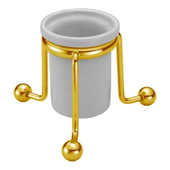 Стакан настольный керамический Cisal Arcana белый/золото AR09047024