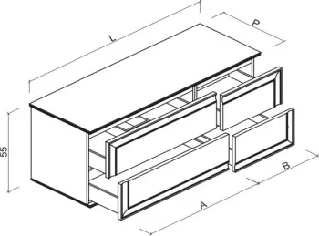 Тумба под раковину Brenta Lester 100 см подвесной глянцевый 4 ящика (LR220.100.70.49.G)
