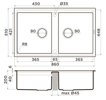 Мойка Omoikiri Kitagawa 86 2 Wg 860 510 200 90 Artceramic 6 Wind Green 4993731