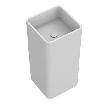 Раковина Moma Tube Tower 400х400 отдельностоящая, слив в пол, с донным клапаном, белый матовый TBT0502.MWS