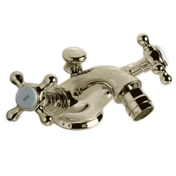 Смеситель для биде с донным клапаном Devon&Devon Austin жёсткая трубка подводка воды светлое золото UTAU920