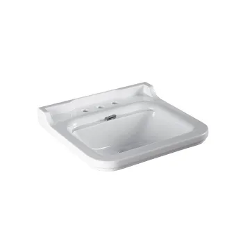 Раковина керамическая Kerasan Waldorf 60х55, c 3 отверстием под смеситель, белая, заглушки хром 4140K1bi/cr*3