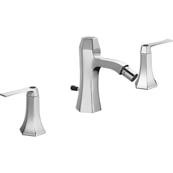 Смеситель для биде Cisal Cherie на 3 отверстия с донным клапаном, хром/черный матовый CF0012206T Акция