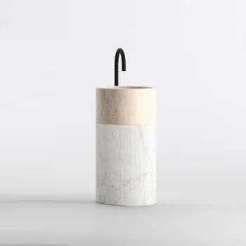 Раковина напольная Noorth Milldue Edition Roma Iii 450x880, слив в пол, c донным клапан, корпус фрезерованный Bianco Carrara, раковина Moka Cream, 5076.D