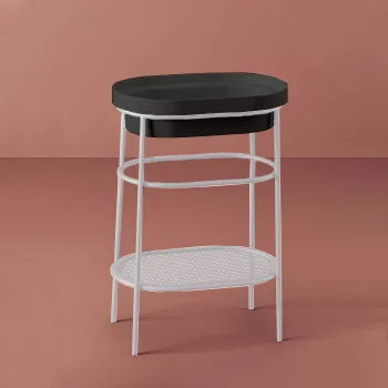 Металическая структура с раковиной Artceram FUORI SCALA 36.5x58.6хh83, без отв под смеситель, Fuori Scala ovale 58, напольная, белый матовый/черный матовый TFL033 17 00