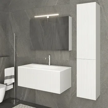 Тумба с раковиной Tw Shape Kerasan 547001x1, 102х52, с 1-м выдвиж. ящиком с механизмом push to open, белый матовый ral9003 SHAP100-B+547001*1