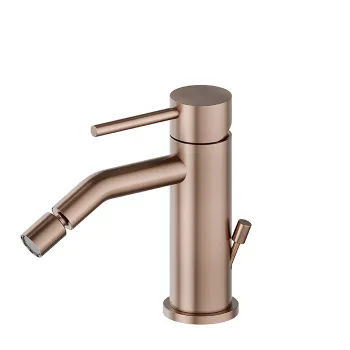 Смеситель для биде на Newform X-steel 316 1 отверстие с донный клапаном, излив 134мм, PVD Brushed copper bronze 69623X.59.067