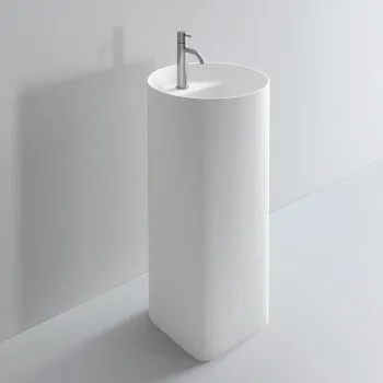 Раковина Milldue AZUMA 88 напольная из CRISTALPLANT ,D 44,6 H 88 ,слив в стену, 1 отв для смесителя, белый матовый 5708*1 Bianco Opaco