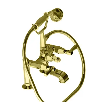 Смеситель на борт ванны Stella Eccelsa Leve на 2 отверстия 3274RG306 с ручным душем, золото 24К EL 02207 AU00