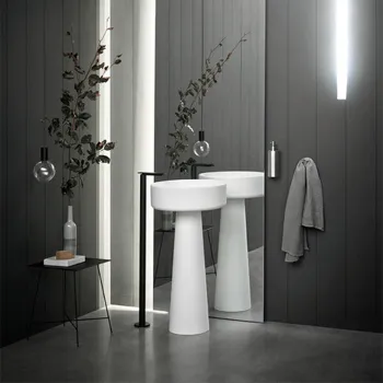 Раковина Agape Bjhon 47, без отв., с колонной, выпуск в пол, белый ACER1081FZ *0