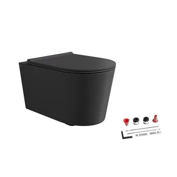 Унитаз подвесной Alice Form 22300108SET с сиденьем и крышкой, с набором для крепления, чёрный матовый