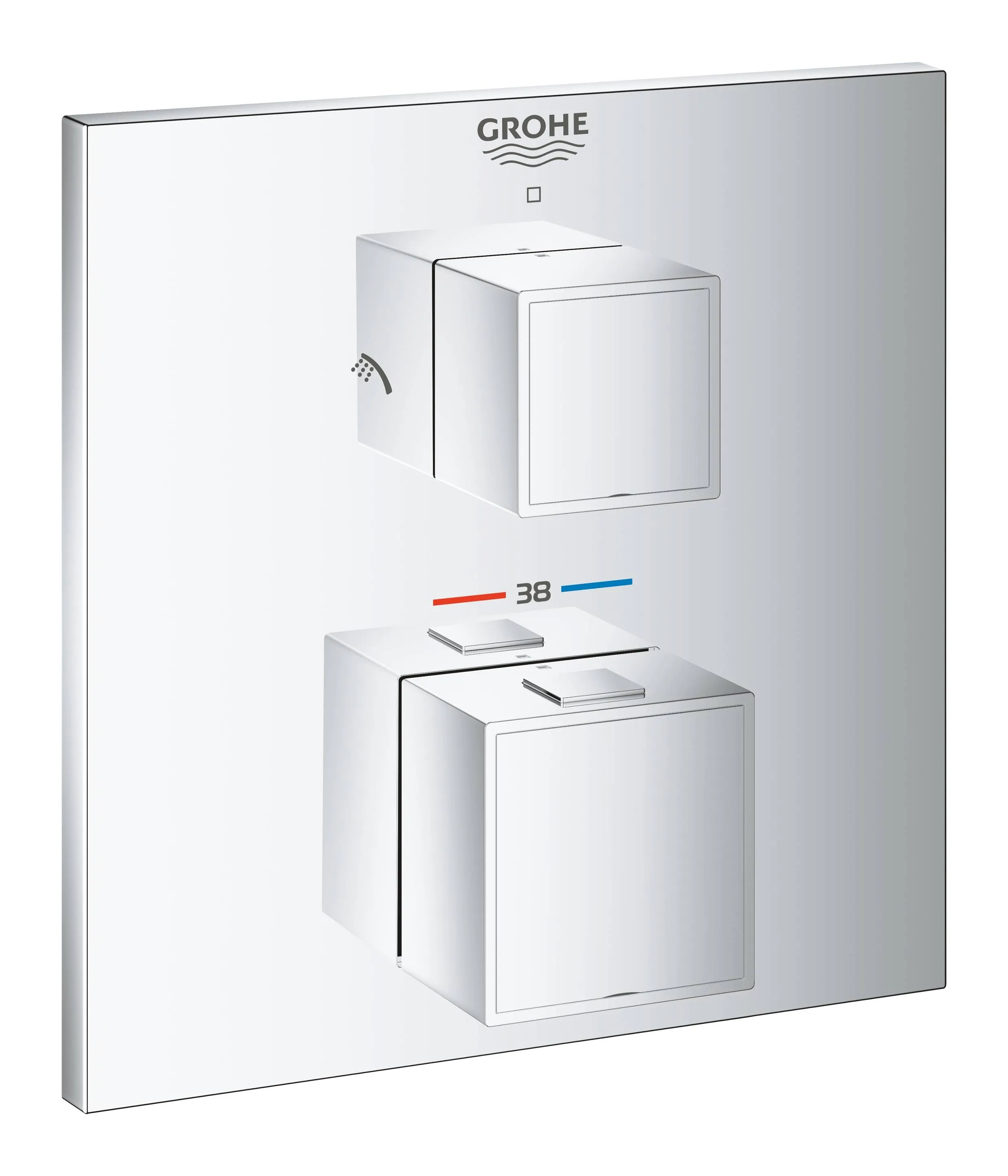 Термостат для душа с переключателем на 2 положения, GROHE Grohtherm Cube, хром, 24154000