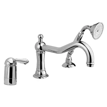 Смеситель на борт ванны Nicolazzi Cristallo на 3 отверстия, с изливом 246мм и ручным душем, хром 3449CR33