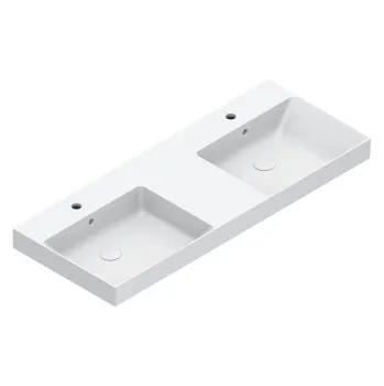 Раковина Catalano Zero 125x50 двойная, c 2 отв, белый глянцевый 121272001