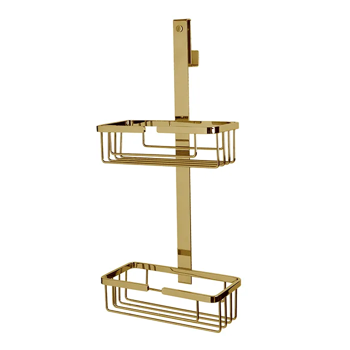 3SC APPY Полочка-корзинка двойная 25х12хh57см, подвесная на стекло, цвет: золото 24к. Lucido APPY2GD