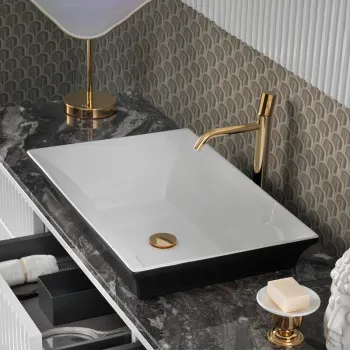Раковина Terzofoco Sinks Manatares GLOSSY GLOSSY WHITE INSIDE AND BLACK MATT OUSIDE 0403GWBM
