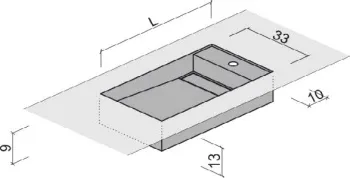 Раковина Brenta Prime 100х33 см из керамогранита встраиваемая снизу (интегрированная) PRM032.100