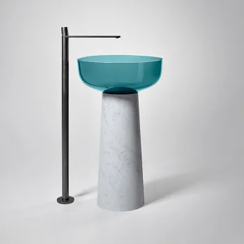 Раковина на пьедестале Antonio Lupi Albume 48х65, без отв., Cristalmood, Petrolio/Marmo Carrara А0002423390