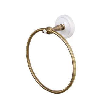 Кольцо полотенцедержатель настенный Devon&Devon Dorothy держатель бронза/белый DOR407BR