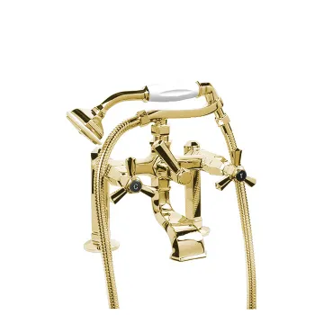 Смеситель на борт ванны Stella Eccelsa на 2 отверстия 3274RG306FB с ручным душем, золото 24К EC 02210 AU00