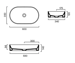Раковина 60×35 h12 Catalano Zero накладная Cemento satinato 0122600023