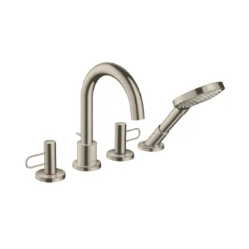 Axor Uno Смеситель на борт ванны, на 4 отв., с рукоятками-петлями, с ручным душем, внешняя часть, цв