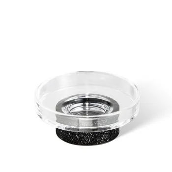 Мыльница настольная Decor Walther Rocks STS прозрачное стекло, с кристаллами Swarovski®, черный матовый 934060