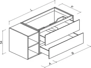 Тумба под раковину Brenta Fusion 90 см подвесной  2 ящика с полкой (FS230.90.60.49.W)