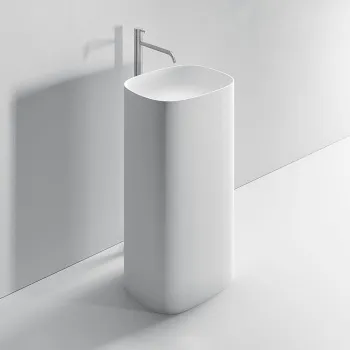 Раковина Noorth Milldue Edition Tube 48х38xh87 напольная из Cristalplant ,слив в стену, без отв. для ес, без перелива, белый матовый 4933*0 Bianco Opaco