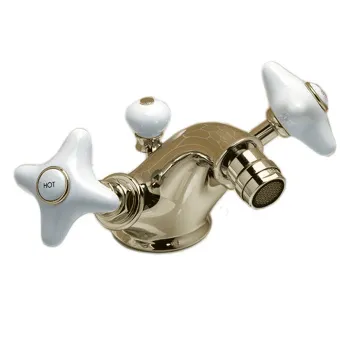 Смеситель для биде Devon&Devon White Rose на 1 отв,с донным клапаном, золото UTWR720