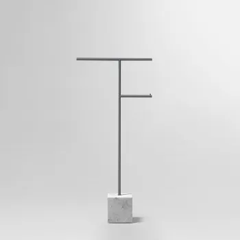 Стойка напольная Antonio Lupi Bivio 65см., с полотенцедержателем и держателем туалетной бумаги, Carrara satinato|Grigio pioggia goffrato А0002457108