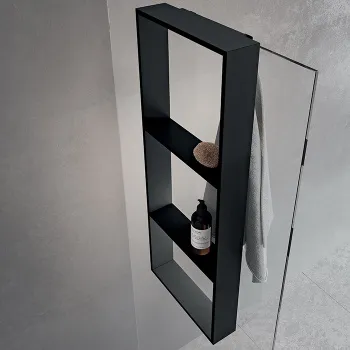 Аксессуары для кабины Novellini Frame 350х900, с 3 внутренними полками и внешним крючком, для крепления на стекло, черный матовый R90AKFPO3590-H