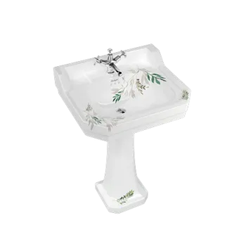 Подвесная раковина Burlington Bespoke/Floral B4 1TH FORE белый/синий